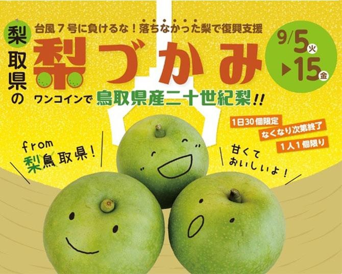 【期間限定】クレーンゲームで梨のつかみ取り!?鳥取県産二十世紀梨の「梨づかみ」をワンコインで！